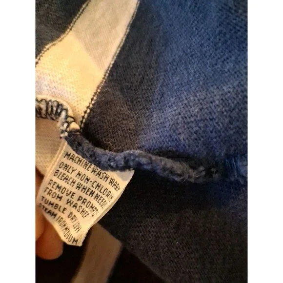 Vintage Polo Ralph Lauren Shirt Mens Large Rugby Long Sleeve Navy Striped - Picture 6 of 7